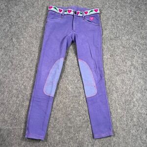 Ovation Purple Heart Jumping Love Breeches Riding Pants Girls Youth‎ Size XL